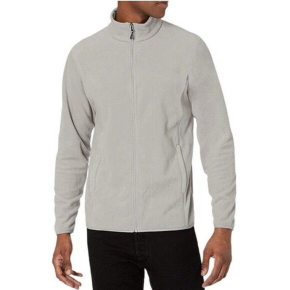 Amazon Essentials Men’s Full-Zip Fleece Jacket Gray XXL Lightweight - Picture 3 of 11